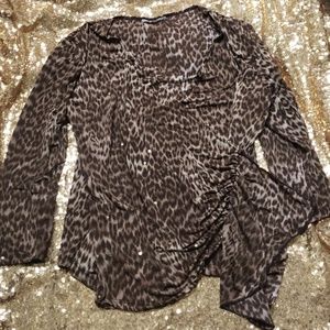 Leopard prints blouse 3/2 sleeve